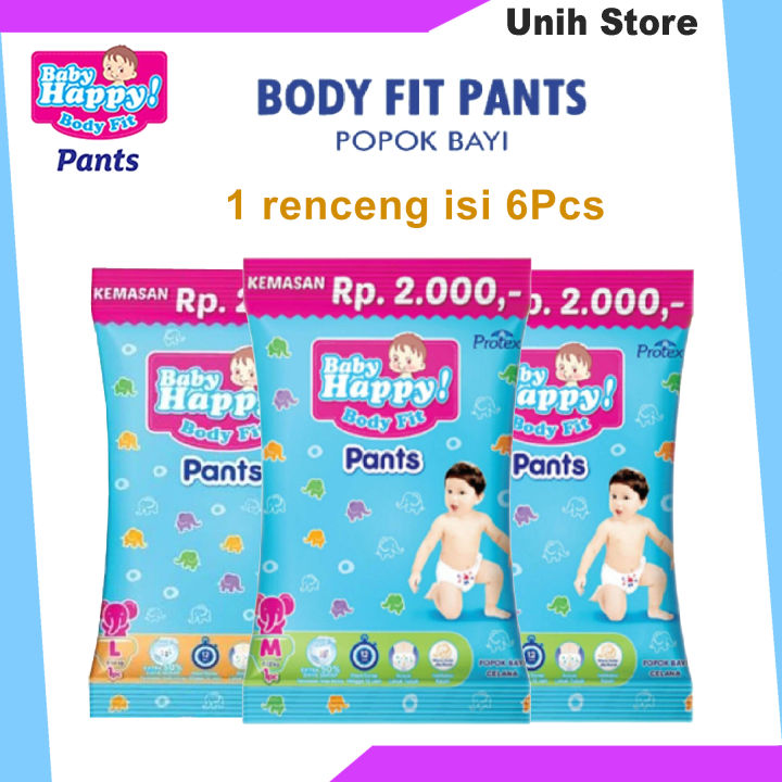 Renceng Popok Baby Happy M L XL Popok Bayi Tipe Celana Isi 6pcs