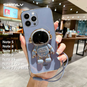 For Xiaomi Redmi Note 5 Note 8 Note 8 Pro Note 9 Note 9S Note 9 Pro Note 9 Pro Max Stylish Cool Personality Luxury Astronaut Stand Mobile Phone Case Soft Silicone Shock Proof Electroplated Mobile Phone Cover + Hand Rope