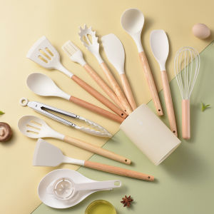 [ของขวัญปีใหม่]เครื่องครัว Kitchen set ชุดเครื่องครัว ซิลิโคน 14ชิ้น ทนความร้อน กระบวย ทัพพี ที่คีบ ที่ตัก ซิลิโคนคุณภาพสำหรับทำอาหาร และกระบอกเก็บอุปกรณ์