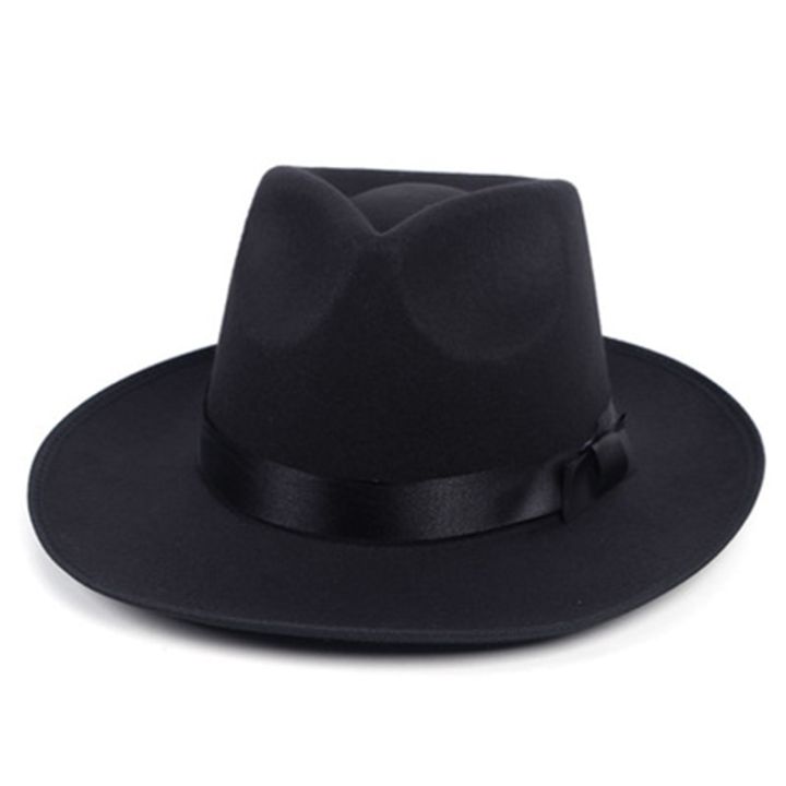 Large Hats for Men Woolen Top Hat Jazz Hat Retro Black Edging Woolen Hat  Flat Brim Sunshade Big Brim Hat Bucket Hat