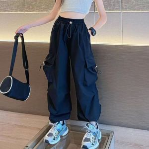 COD Cargo Pants For Kids Girl 4 Multi-pockets Anti-mosquito Jogging Pants for Kids Girl 6-13YEARS Baggy Pants Cargo Baggy Pants New Pants Aesthetic Korean Style130-160CM