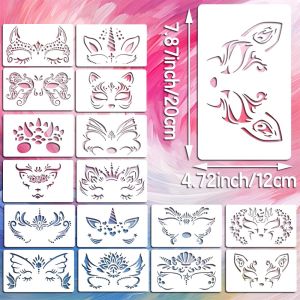 NBANLIKE Reusable Face Paint Templates Hollowed Multiple Pattern Body Art Paint Stencils Drawing Decorative DIY Makeup Tools Children