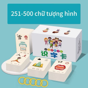 Bộ thẻ flashcard tiếng Trυng tượng hình 500 thẻ học chữ Hán thú vị cho người mới (Tặng khoen cài)