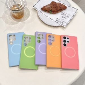 Soft Jelly Liquid Silicone Wireless Charging Magnetic Case For Samsung Galaxy S25 Ultra S24 S26 Fleece Camera Protection Cover
