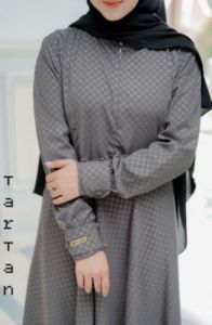 Gamis hermosa embos wolfis motif tartan warna abutua-gamis syari wanita umbrlla 4 meter-gamis busui