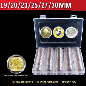 100pcs Kapsul Koin Bulat / Kotak Penyelenggara Koleksi Kapsul Koin / Kotak Penyimpanan Koin 19-30mm