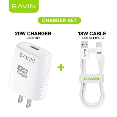 BAVIN PC586 USB Cellphone Charger Fast Charging Supported QC3.0 VOOC+1 M Cable for Micro /Type-C /iP for Xiaomi Samsung