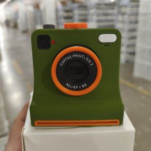 538TD Funny 3D Printed Latte Camera Replaceable Cards Vintage Look Coffee Powder Print Camera Creative Gift Food Safe DIY Latte Art Camera Tool Home Coffee Bar