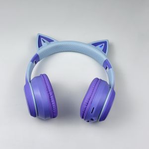 (HD1)SPRISE BT618 Earphones Kids Wireless Bluetooth Glowing Cat-Ear Design In-Ear Foldable Headphones HiFi Stereo TF Card Play 10H Battery Headset