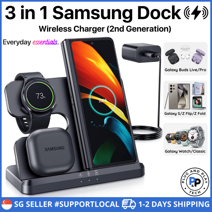 3IN1 Wireless Charger Dock Samsung Galaxy S24 Plus Ultra FE Z Fold