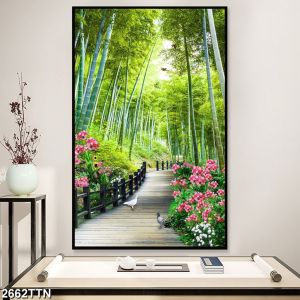 Tranh dán tường 3D Con suối Tranh dán Cửa ra vào Vách Ngăn Khổ Dọc - Nhận in theo yêu cầu 2662TTN