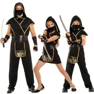 Umorden Halloween Costumes for Child Kids Adult Mystical Black Gold Ninja Costume Japan Samurai Cosplay Boys Girls Men2026