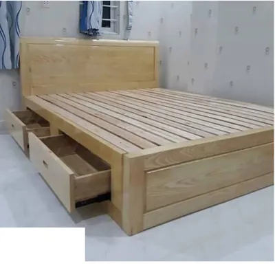 [Trả góp 0%] Giường ngủ gỗ sồi ngăn kéo vạt thường giường gỗ ngăn kéo cao cấp