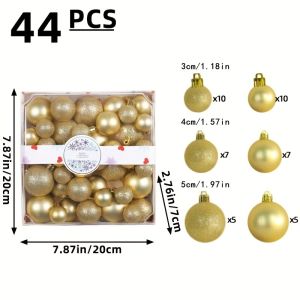 Hộp 44 trái châu trang trí Giáng sinh 3/4/5cm nhiều màu sắc đủ loại treo cây thông noel loại mới 2024