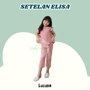 Setelan Anak Cewek Elisa Lucuna Warna Dustypink Size 1-5 Thn