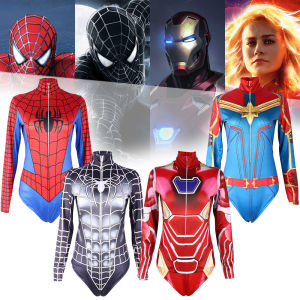 Cross-border spiderman swimsuit superhero cosplay3D printed womens one-piece tight swimsuit spider-man holiday gift