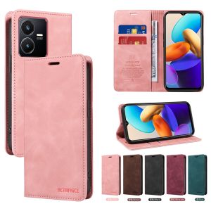 Ốp điện thoại cho Vivo chống sốc y02 y02a y02s Y16 Y35 Y22 y22s y15a Y01 y33t y33s y21t y21e Y21 y21s vỏ Nắp gập Có Khe Cắm Thẻ Ví da từ tính