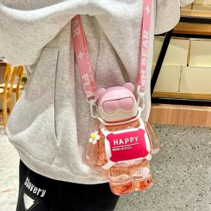 DXUU Botol Minum Anak Happy Bear 800ml / Botol Viral Astonot Bear Free stiker 2D & 3D