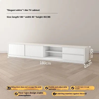 Solid Wood TV Cabinet and Coffee Table Combination Modern Multifunctional TV Console Floor to Cabinet Luxury Black TV Cabinet