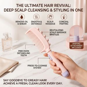 3-in-1 Grease Removal Hair Comb Press Design Oil Cleaning Brush Multifunctional Hairbrush