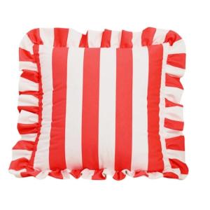 Stylish Square Pillow Cover With Ruffled Trim and Striped Pattern Design Throw Cushion Case For Sofa Bedroom Decors