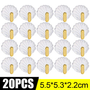 20PCS Shell Shape Transparent Hook Non Punching Self Adhesive Storage Hook for Bathroom Kitchen Bedroom Key Hanging Hooks