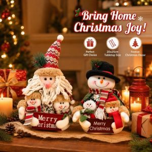 Christmas Plush Doll Santa Claus Snowman Tabletop Decoration Cute Cloth Ornament Holiday Gift