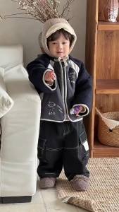 Childrens clothing 2025 Winter baby clothes Korean-style childrens clothing cotton-padded jacket boys thickened suit