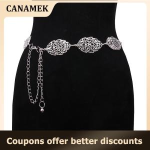 【 CANAMEK 】 Fashion Simple Openwork Leaf Decorated Chain Belt Thin Waist Chain Ladies Decoration Waistband Dress Metal Jewelry Accessories
