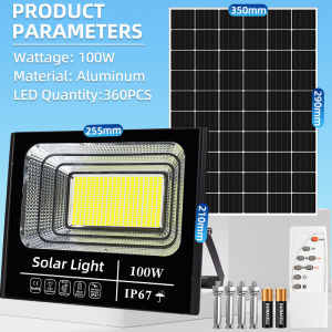 KKSKY Solar Powered Street Lights 200 Watts Outdoor Waterproof Lamps with solar Panel Complete Automatic on/off Aluminum shell Led Lighting 40W 60W 100watts for street Wall Garden