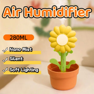 Night Light Air Humidifier Purifier USB Sprayer 280ML Flower Silent Humidifier Portable Mute Sprayer for Home Office