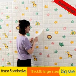 3D Wallpaper Foam Wall Sticker Self Adhesive Brick Pattern Waterproof Moistureproof Wall Paper for Living Room Bedroom TV Background Home Decor Formaldehyde Free Easy Install