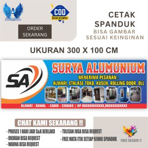 Cetak Spanduk Banner SURYA ALUMUNIUM Costom Desain