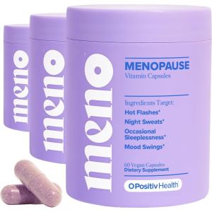O Positiv MENO Vitamins for Menopause - Hormone-Free Menopause for Women - Black Cohosh & Ashwagandha K-66 - Helps Relieve Hot Flashes Night Sweats Mood Swings - 30 Servings (Pa