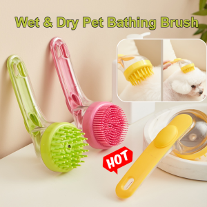 【Ready Stock】Wet and Dry Pet Bath Brush Silicone Easy to Rinse and Remove Pet Bath Brush