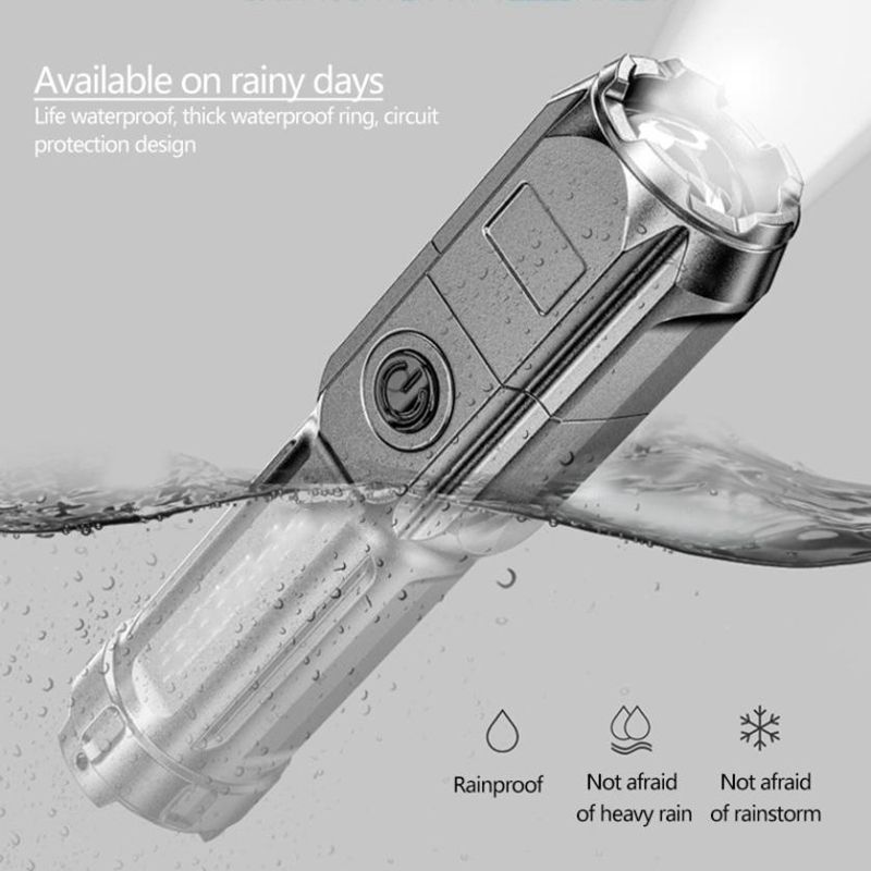 Highlight Zoom Tactical LED Flashlight, Strong Light 3 Modes Waterproof Rechargeable Torch For Outdoor
_voghion.com