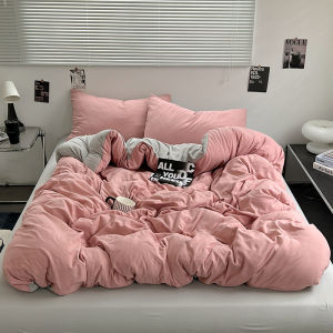 Dansunreve 4in1 Quilt Cover Ra Bọc Nệm thiết lập rửa sạch cỡ Queen bằng bông/Vua Comforter Bìa thiết lập đồng bằng Bộ vỏ chăn ga gối