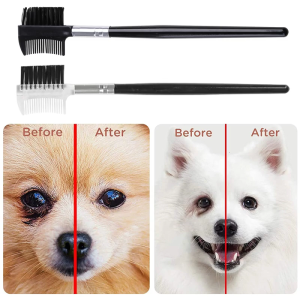 Double-sided Dog Eye Comb Double for Head Grooming Brush Multipurpose Tool for Small Pet for Cat Dogs Removing Crust and