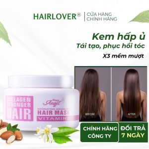 Kem ủ tóc Collagen phục hồi tóc hư tổn Happy Angel 500Ml hấp tóc Keratin dưỡng tóc mềm mượt chăm sóc tóc khô xơ uốn xoăn nhuộm CHÍNH HÃNG