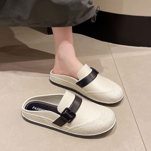 [Free Shipping] Womens Open-Toe Flat Mules for Outdoor Wear in Summer Ins Trendy Fashion Casual Soft-Soled Sandals Non-Slip and Comfortable