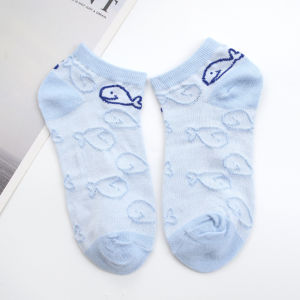 KS85 Kaos Kaki Pendek Pria Wanita Ankle Socks Kaos Kaki Semata Kaki Motif Ikan Paus