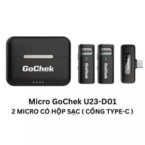 Micro thu âm không dây GoChek S23 - 2 mic kèm Dock sạc lọc tạp âm khi livequay videoghi âm cho điện thoạimáy tính