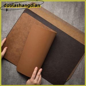 [Duola] แผ่นรองจานหนังแท้หรูหราน้ำหนักเบา1ชิ้น ผ้าปูโต๊ะกาแฟสีน้ำตาล PU กันน้ำมันกันความร้อนแผ่นชามตกแต่งโต๊ะ