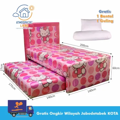 Kasur 2in1 Set Sorong Busa Rebounded Motif Helo Kity - Fullset - Khusus Pengiriman Wilayah Jabodetabek
