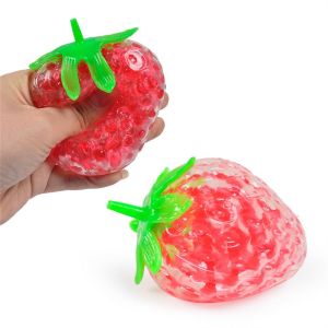 JUVIAAL Children Christmas Present Colorful Watermelon Kids Toy Fruit Stress Ball Toy Fidget Squeeze Toys Squeeze Toys Strawberry Bead Ball