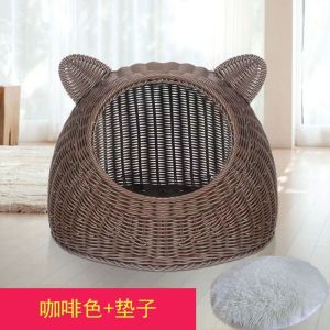Cat house warm pet house dual rattan dog house hanging cat basket four seasons general purpose mat can be disassembled and washed