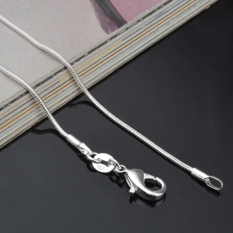 925 Silver Necklace Simple Pendant Jewelry 16/18/20/22/24/26/28/30 Inch 2mm  Snake Chain Necklace Woman Man Fashion Jewelry