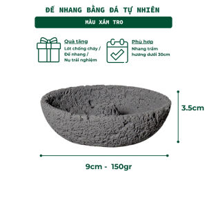 Đế Hứng Nhang Trầm Hương 3 Lành Bằng Đá Rộng Miệng Phong Cách Thiền Nhật Trang Trí Nhà Bàn Thờ Thiền