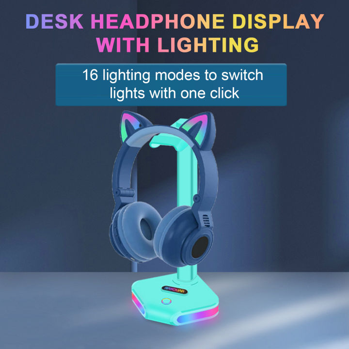 Headphone Stand with Led Lights Desk Headphone Display Rack Rgb Gaming Headphone Stand with 16