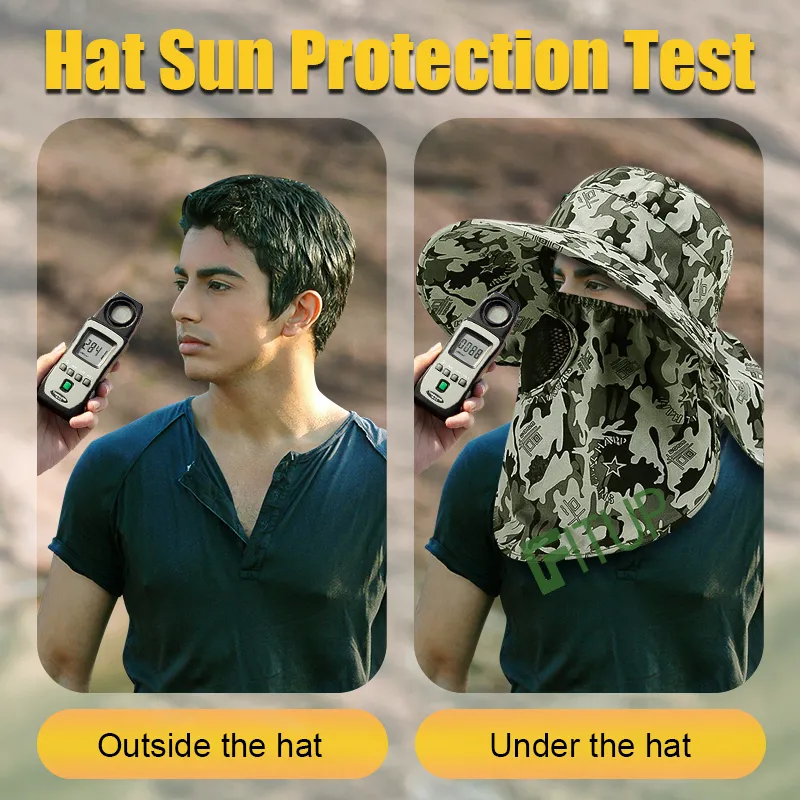 Men Fishing Hat Outdoor Sun Hat Fisherman Hat Cap UV Sun Protection  Windproof Hats Cover Face for Men Women